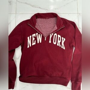 Burgundy New York quarter zip BRANDY MELVILLE